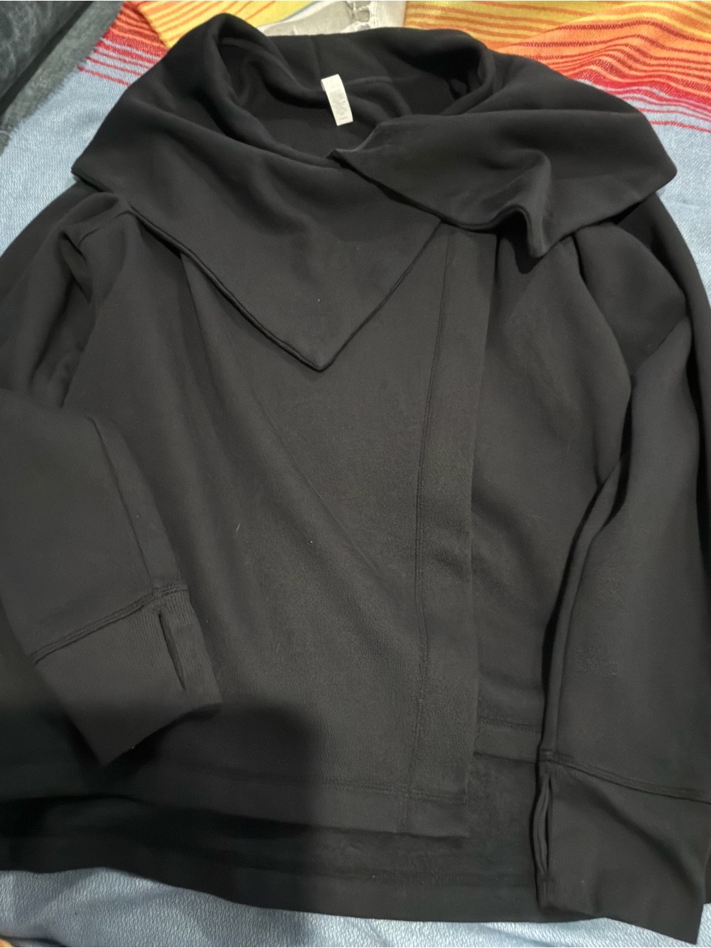 Zella Black Draped Collar Pullover